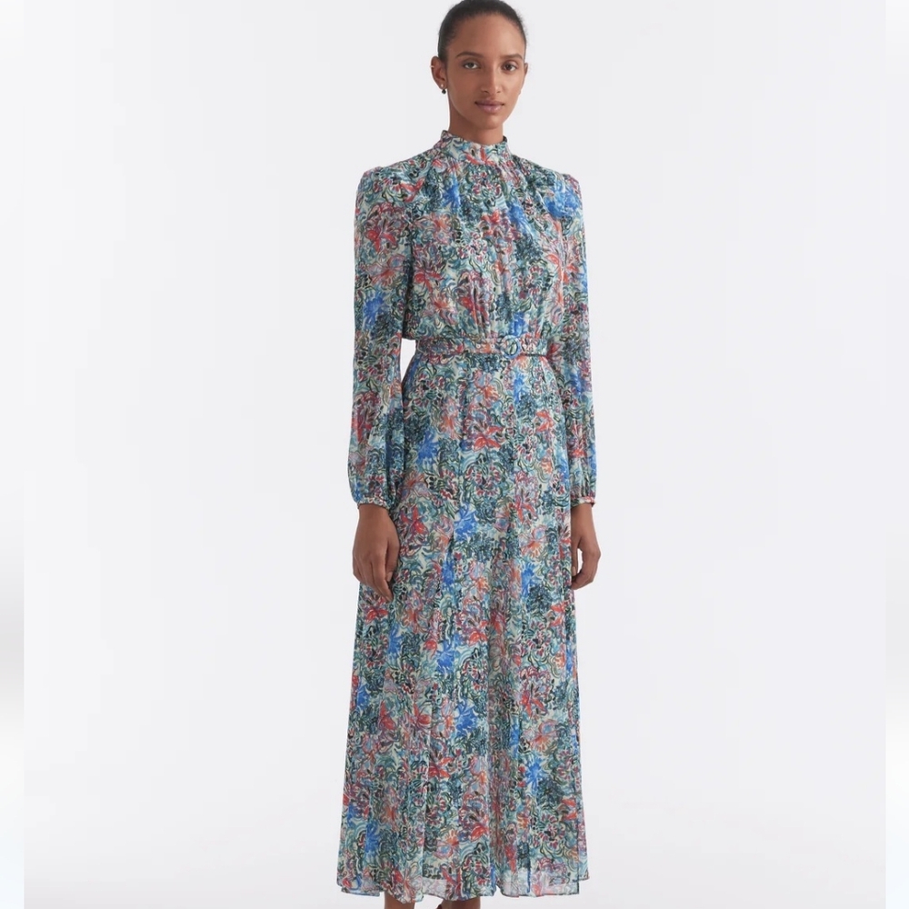 SALONI size 12UK (8 US) Jacqui B silk georgette maxi dress BRAND NEW with tags